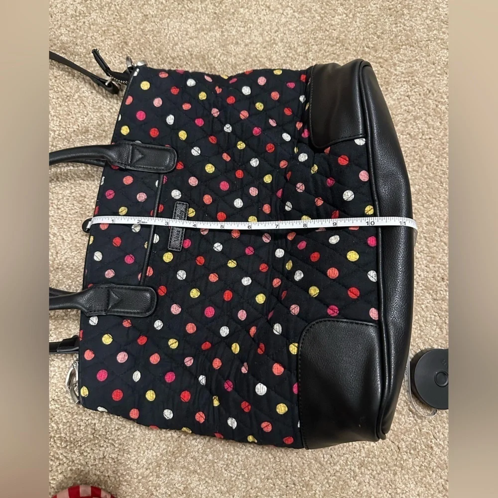 Vera Bradley Signature Cotton Day Off Satchel Purse Havana Dots with Black